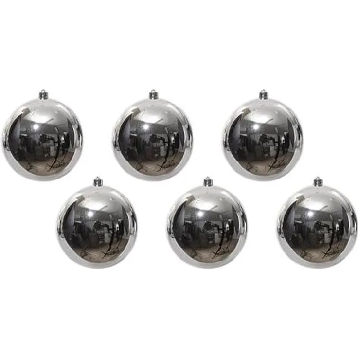Große Christbaumkugeln Silber Glänzend 6 Stück Weihnachtsbaumkugeln 14cm
