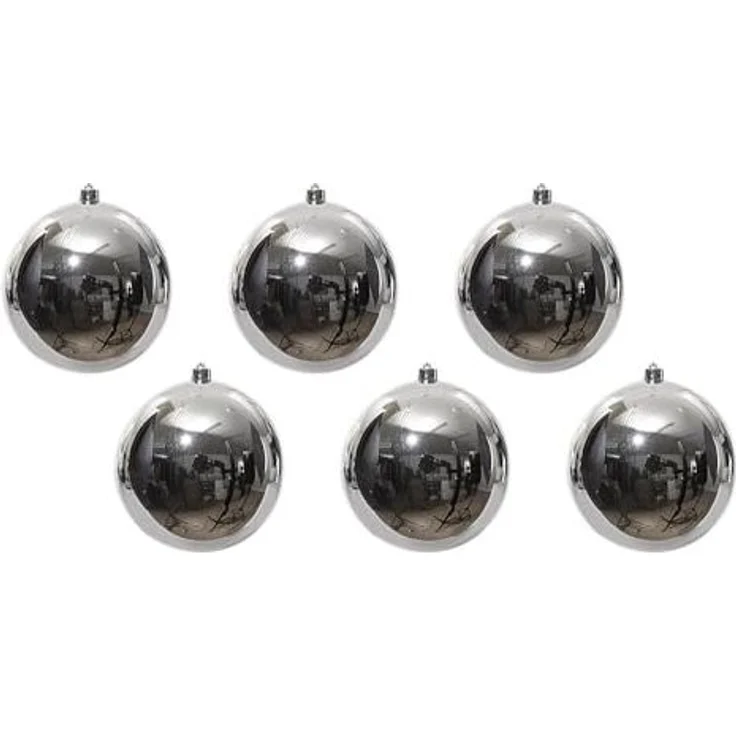 Große Christbaumkugeln Silber Glänzend 6 Stück Weihnachtsbaumkugeln 14cm – Bild 1