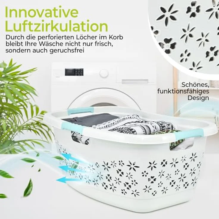 KiNDERWELT Wäschekorb Premium 50 L ergonomischer Form, Soft-Touch-Griffe, an den Körper angepasste Nierenform – Bild 4