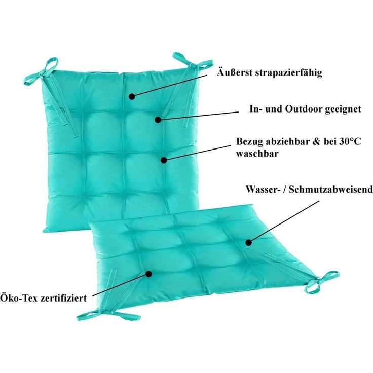 JACK Stuhlkissen JACK Outdoor 38x38cm Sitzkissen Lounge Kissen Sitzkissen Wasserfest, mit Lotus Effekt, robust, strapazierfähig, für Innen & Außen – Bild 4