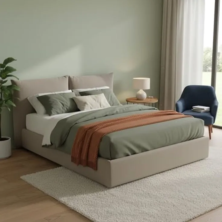 Talamo Italia - Tiziana Doppelbett, Bettkasten mit Stoffbezug, 100 % Made in Italy, Öffnung vorne, geeignet für Matratze 160x190 cm, Taupe