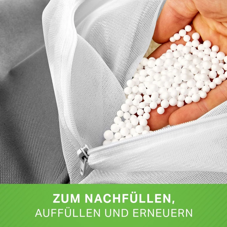 Green Bean® 20 Liter Hochwertige EPS Perlen aus deutscher Produktion für Sitzsack-Füllung | Styropor-Kügelchen Nachfüllpack Kissen-Füllung Stillkissen Styroporkugeln – Bild 6