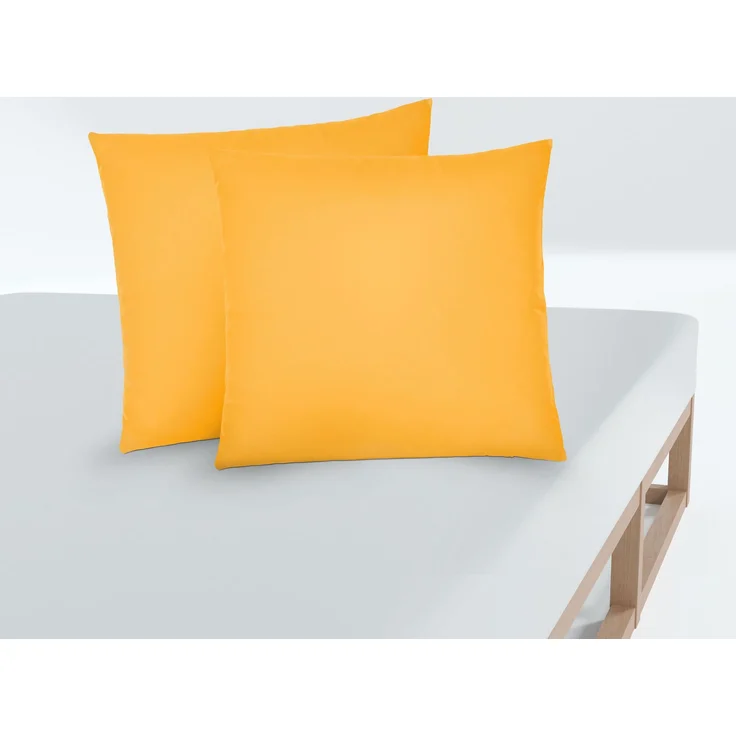 biberna Feinjersey-Kissenbezug, 2-teilig, gold, 40x40 cm – Bild 3