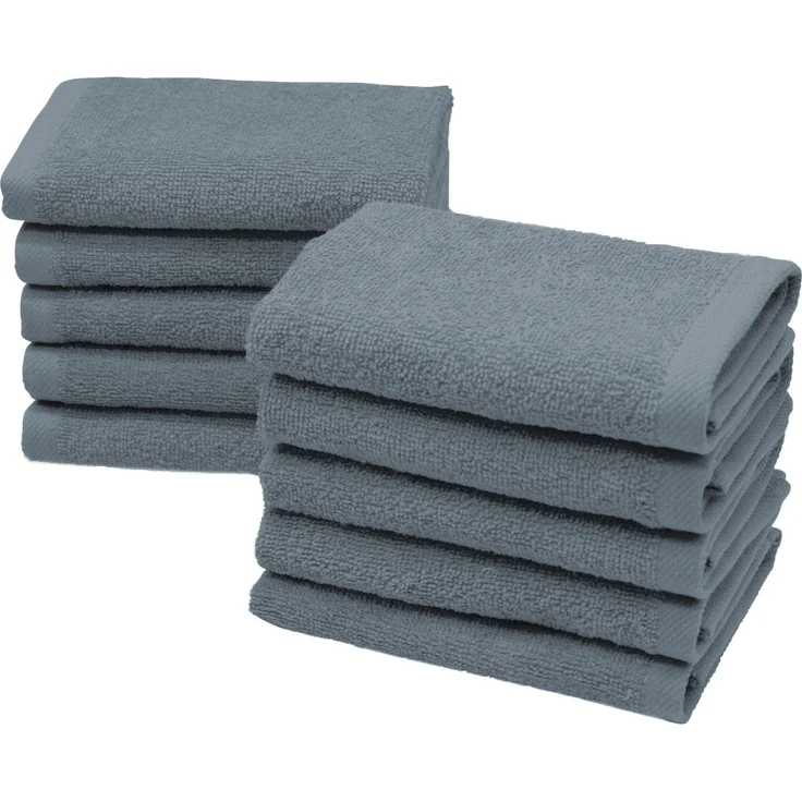 ZOLLNER 10er Set Seiftücher, Baumwolle, 30x30 cm, 420g/qm, grau – Bild 1