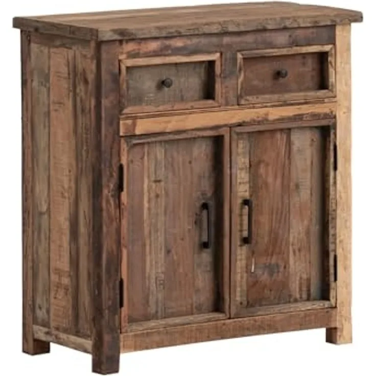 Rustikale Kommode Sumatra aus recyceltem Altholz 80x87x40 cm mit 2 Türen und 2 Schubladen – Stauraumwunder im Landhausstil von massivum