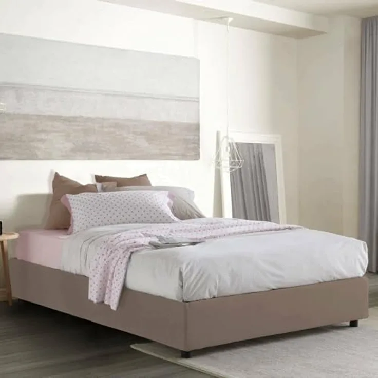 Talamo Italia - Dana Doppelbett, Bettkasten mit Stoffbezug, 100 % Made in Italy, Öffnung vorne, inklusive Matratze 160x190 cm, Taupe