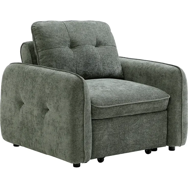 Vente-unique - POBAVA Sessel Stoff Grün - B 97 cm x H 90 cm x L 104 cm – Bild 2
