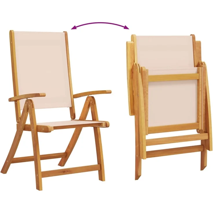 vidaXL Gartenstühle 2 Stk. Klappbar Massivholz Akazie und Textilene 4008420 – Bild 7