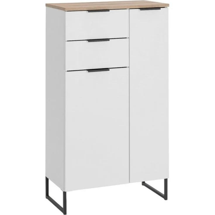 moebel-dich-auf Kommode ASPEN (Highboard, Badschrank mit 2 Schubkästen, in Schwarz matt, Weiß matt), Breite 60 cm – Bild 4