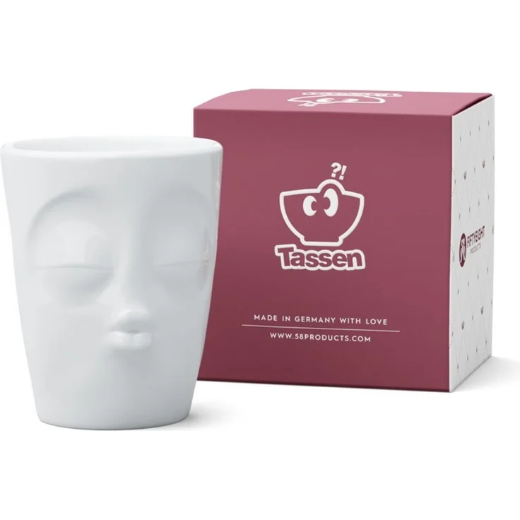 FIFTYEIGHT TV Tasse Kaffeebecher 87 Henkelbecher Küssend weiß Becher Porzellan – Bild 1