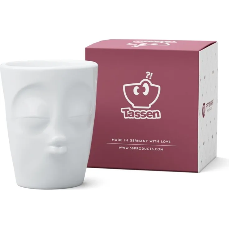 FIFTYEIGHT TV Tasse Kaffeebecher 87 Henkelbecher Küssend weiß Becher Porzellan