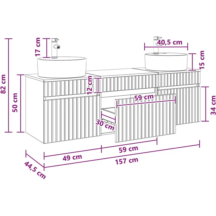 vidaXL Badezimmerschrank-Set 3 stk. Geräucherte Eiche 3405752 – Bild 10