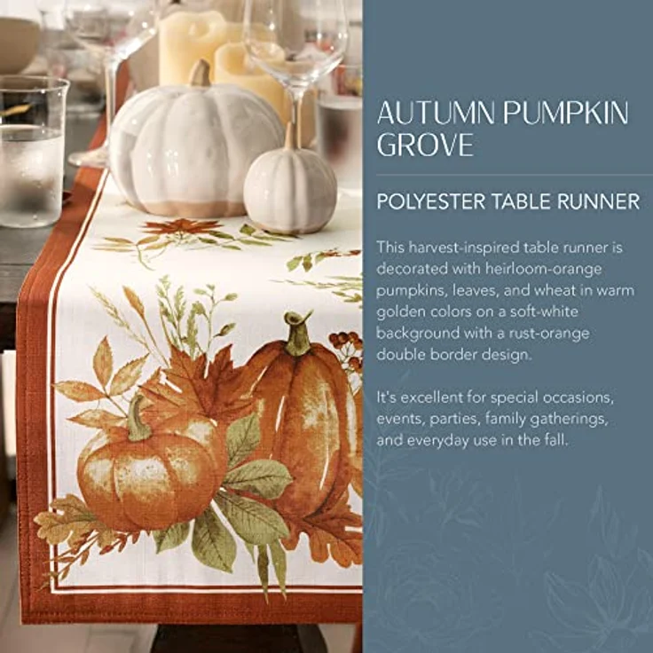 Elrene Home Fashions Autumn Pumpkin Grove Tischläufer, Bunt, 13"x70" (Table Runner) – Bild 3