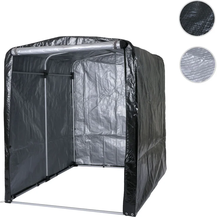 Fahrradgarage HWC-N61, Foliengarage Aufbewahrungsgarage Garagenzelt, Alu UV-Schutz wasserfest, 201x157x201cm ~ anthrazit – Bild 10