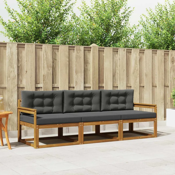 vidaXL Outdoor-Sofagarnitur 3 stk. 3-Sitzer Natur und Anthrazit 3367115
