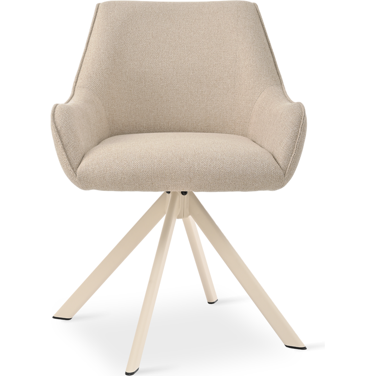 GOEURVANT 1178 Esszimmerstühle 2er-Set mit Armlehnen, 360° Drehbar, Webstoff - Beige – Bild 5