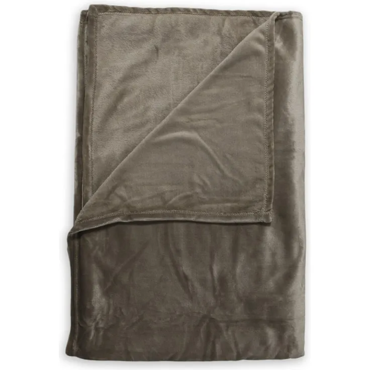 Zo! Home Microfaser-Flausch-Decke Kuscheldecke Plaid 140x200 Cara Steeple Taupe