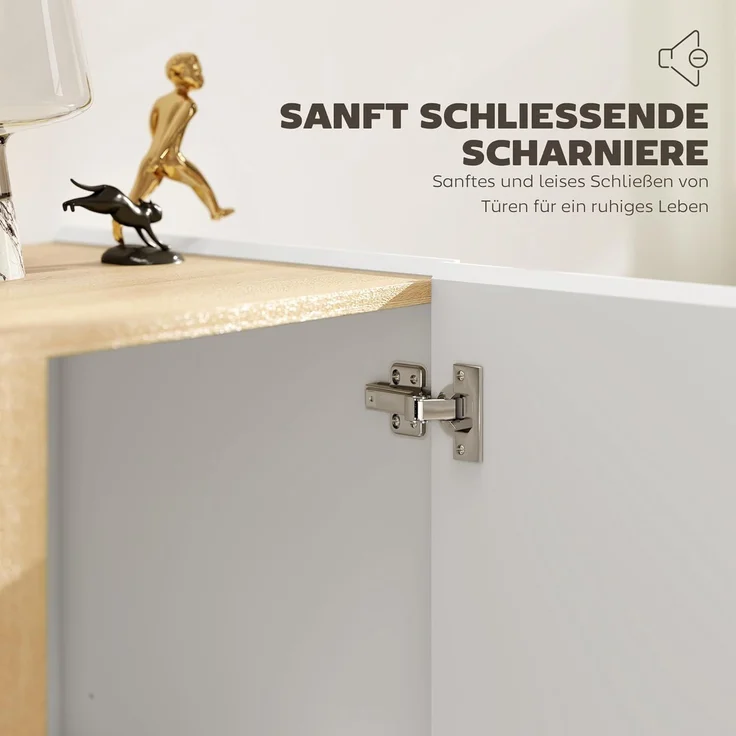 HOMCOM Sideboard (Beistellschrank, 1 St, Aufbewahrungsschrank), für Wohnzimmer, Küche 80 x 40 x 80 cm Hochglanzweiß – Bild 5