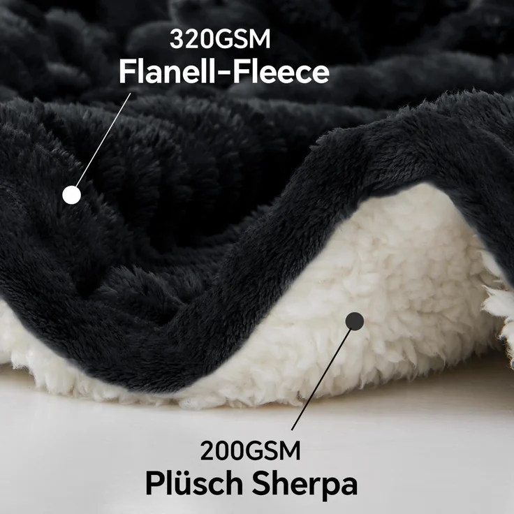 BEDELITE Kuscheldecke Flauschig Decke Klein - Dicke Sherpa Decken Schwarz 125x150 für Sofa, warme Cord Kuscheldecken weiche Fleecedecke Wohndecke als Sofaüberwurf für Wohnzimmer – Bild 4
