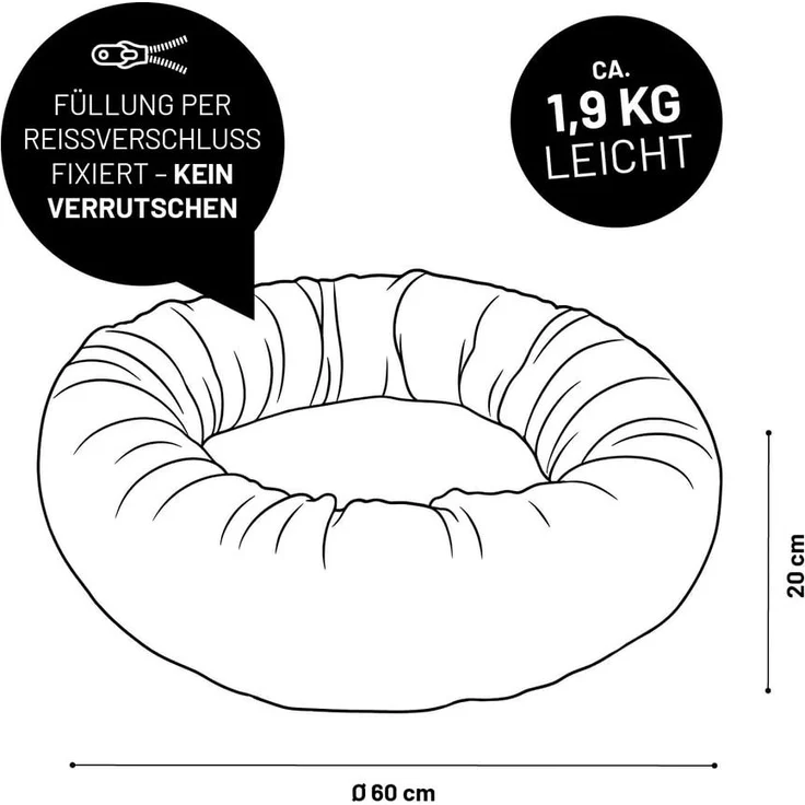 Lumaland Katzenbett Cord 60x20cm beige vakuumiert – Bild 7