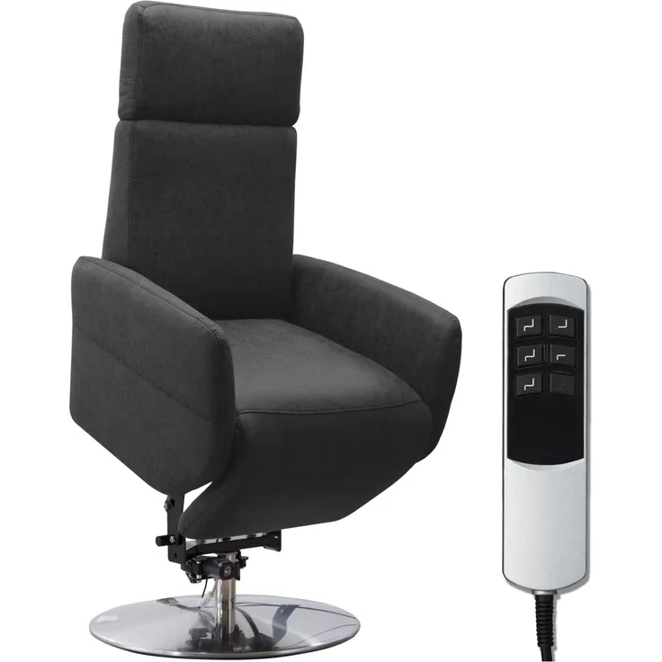 Cavadore TV-Sessel Cobra mit 2 E-Motoren und Aufstehhilfe / Elektrischer Fernsehsessel mit Fernbedienung / Relaxfunktion, Liegefunktion / bis 130 kg / M: 71 x 110 x 82 / Lederoptik Anthrazit