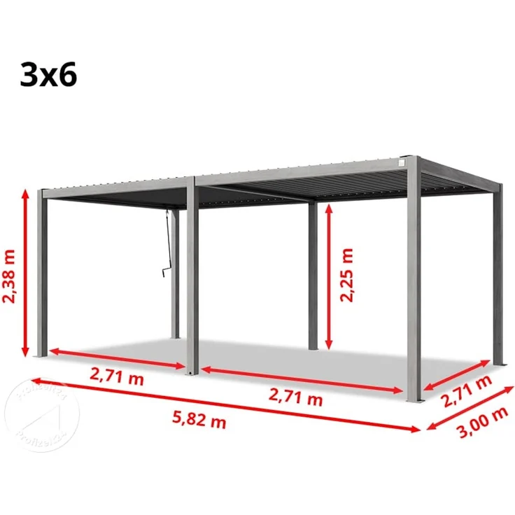 PRIMEYARD Pergola, Aluminium / Stahl braun, 3x6 m – Bild 10