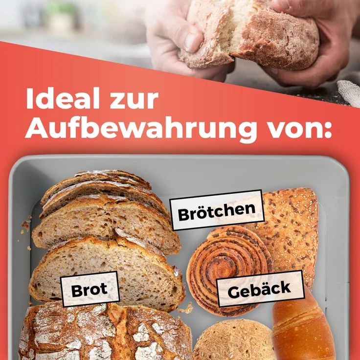 Lumaland Brotkasten Cuisine Brotkasten, Bambus/Holz, Brotdose aus Metall mit Bambus Deckel – Bild 5