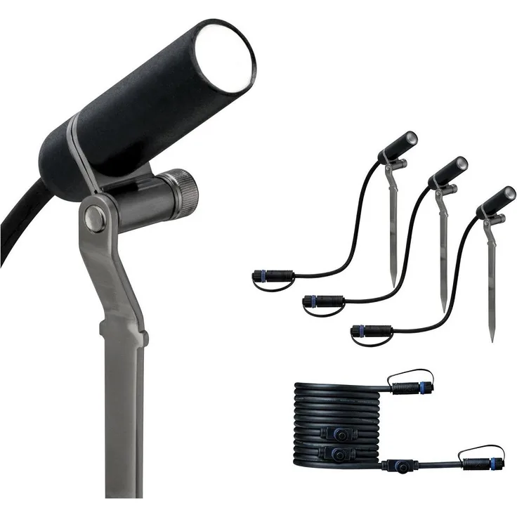 Paulmann No. 94156 Plug&Shine Ergänzungsset Erdspieß Platini IP65 Warmweiß Anthrazit