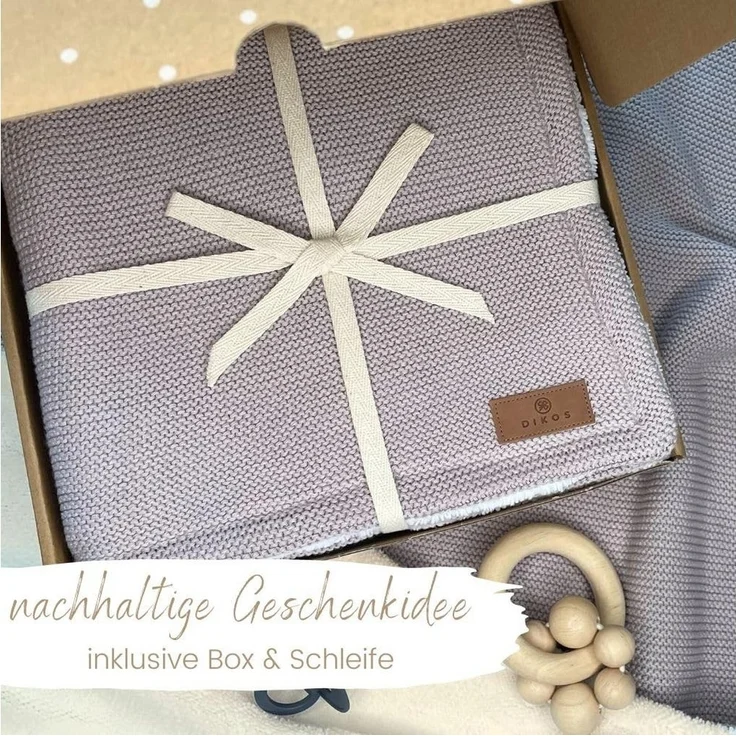 Babydecke Winterdecke Neugeborene Baumwolle/ Fleece OEKO-TEX® Kinderwagendecke, DIKOS, PREMIUM Qualität, ALTROSA/GRAU, warm, kuschelweich, Babygeschenk – Bild 2