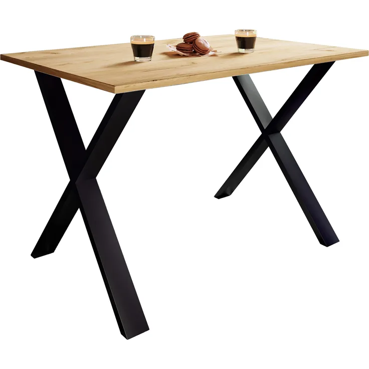 VCM Esstisch Xona 919697 Schwarz / Honig-Eiche H. 76 x B. 140 x T. 80 cm