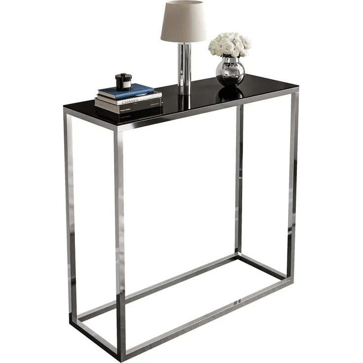 Lookway Konsolentisch MODERN GLASS mit silberfarbenem, verchromtem Gestell (1x Konsole), Breite: 80/100 cm – Bild 4