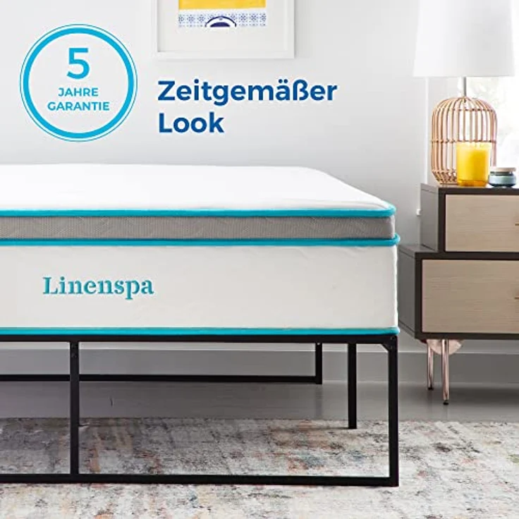 Linenspa Moderner Bettrahmen – Metallbett mit Lattenrost aus Stahl – 30 cm Stauraum unter Bestgestell – Schnelle Montage – Bett 140x200 cm, Schwarz – Bild 7