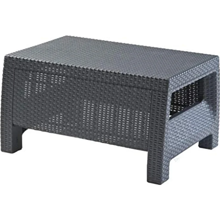 Keter Allibert Corfu Lounge Tisch, graphit, wetterfest, pflegeleicht, 77x57x42 cm, Rattanoptik – Bild 1