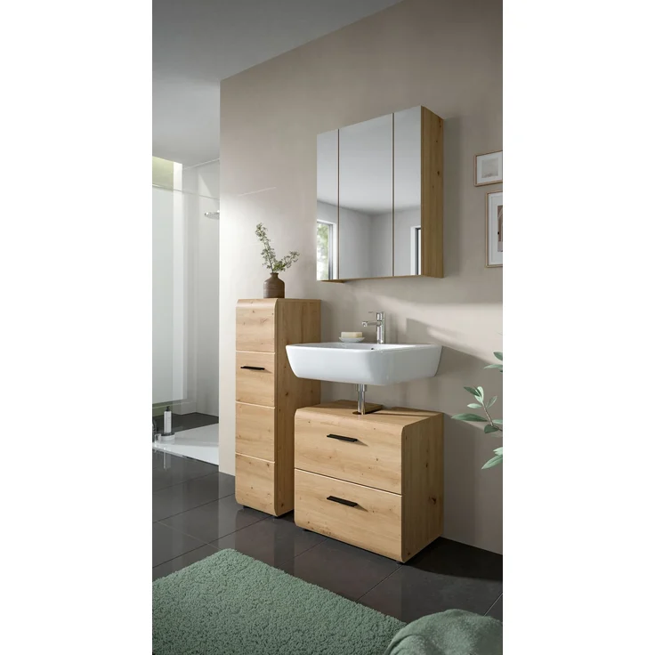 Badkombination (B/H/T: 105x185x30 cm) in Artisan Oak Nachbildung und Artisan Oak Nachbildung – Bild 5