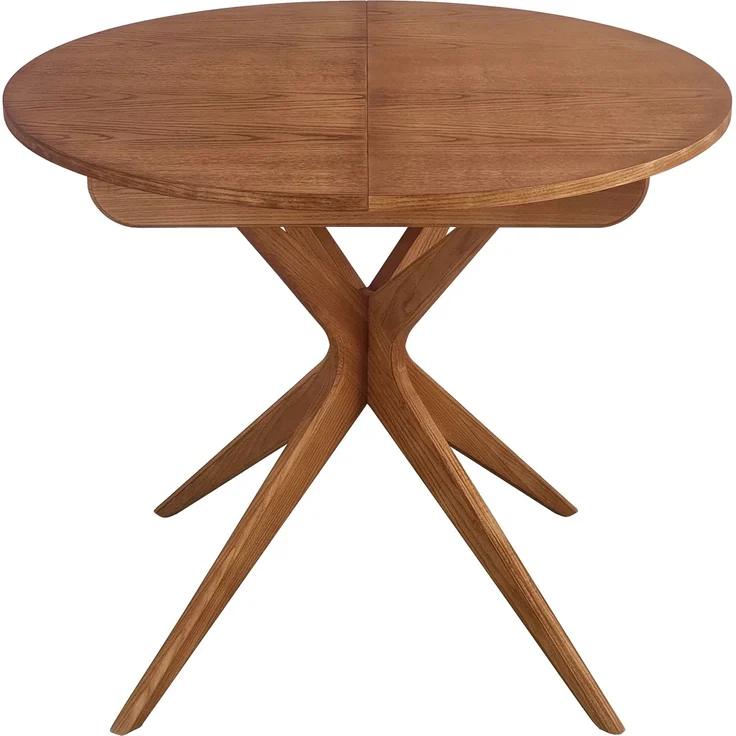 Ragaba Runder ausziehbarer Esstisch Ø 90 cm Esche & MDF Eschenholzfurnier Eichenbeize – Bild 1