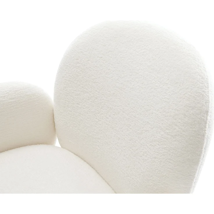 Esszimmerstuhl Nube-Flex mit Armlehnen Bouclé Soft Beige 4-Fuß konisch Edelstahl Taschenfederkern – Bild 4