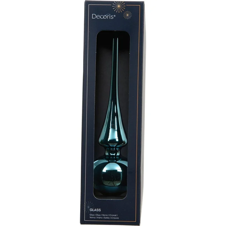 Kaemingk Christbaumspitze, Christbaumspitze Glas 26cm - Folkloreblau glänzend