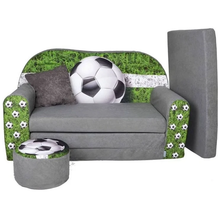 FORTISLINE Kindersitzgruppe Kindersofa Kindercouch Aufklappen Bettfunktion + Hocker W319 – Bild 4