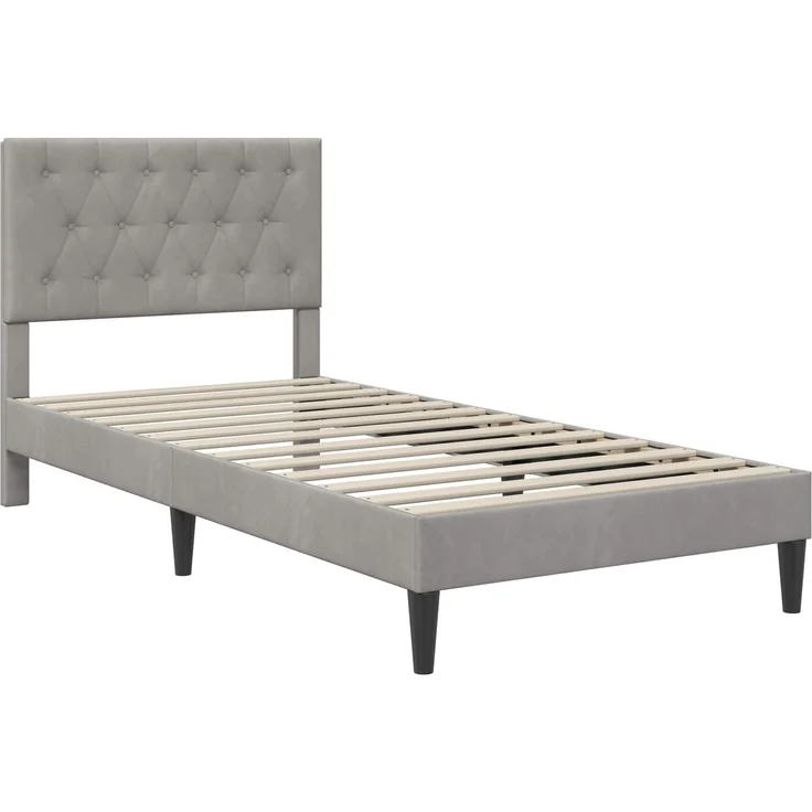 vidaXL Bettrahmen mit Kopfteil Hellgrau 90 x 200 cm Samt 42027637 – Bild 3