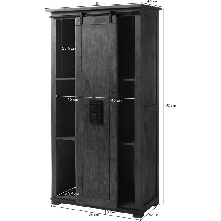 Schrank Mango 100x50x190 natur lackiert RAILWAY #115 – Bild 8