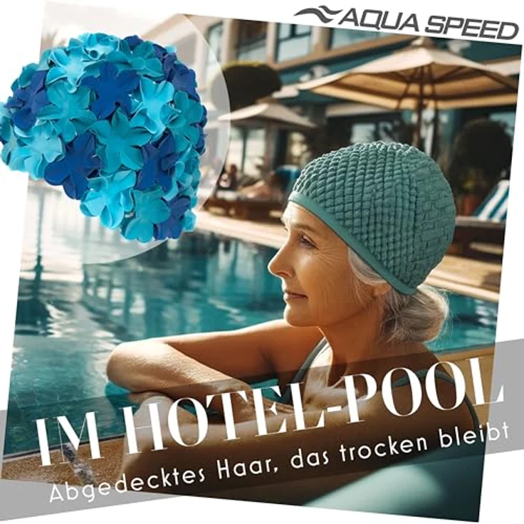 Aqua Speed Badekappe Schwimmkappe mit Blüten-Optik Leicht & dehnbar Lange Haare, Flexibles Design mit 3D-Blüten – Komfort & sicherer Sitz – Bild 4