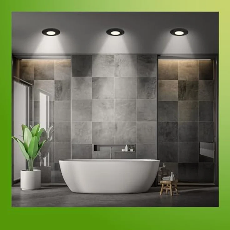 BRILONER - 3er Set LED Bad Einbaustrahler 230V Gehäuse 50% recycelt, Farbtemperaturwechsel, Dimmbar, IP44, Ra90, LED Spot, flach, Decke, Einbauleuchten, Badezimmer, 68mm, 90x30mm (DxH), Schwarz – Bild 4