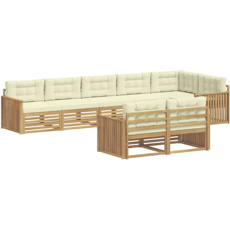 vidaXL Outdoor-Sofagarnitur 8 stk. 8-Sitzer Weiß und Creme Polyester 3390680 – Bild 2