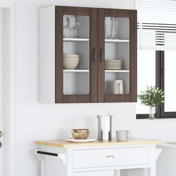 vidaXL Wandglas-Schrank PORTO 2 stk. Braun Eichen-Optik 885350 – Bild 4