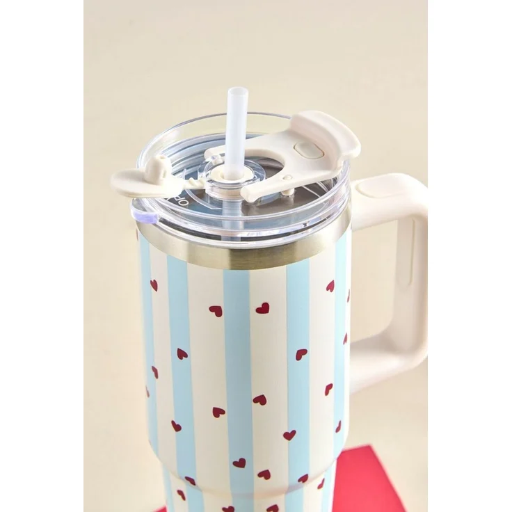 Next Trinkflasche 900 ml Edelstahl-Wasserflasche mit Streifen,- Love – Bild 2