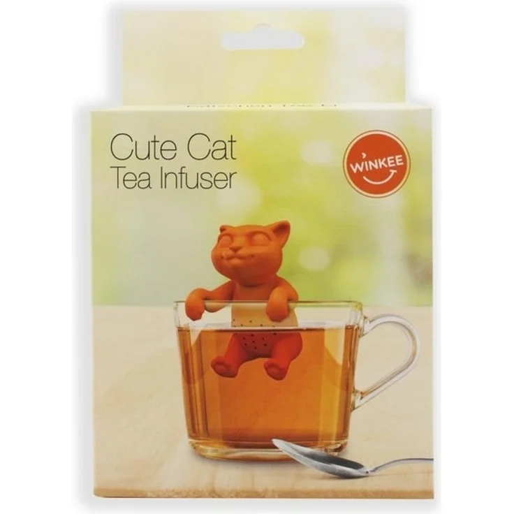 Winkee Teesieb Katze (Cute Cat) Orange, Silikon, (Tee-Ei, 1-St, lebensmittelecht), ca. 8 cm hoch – Bild 2