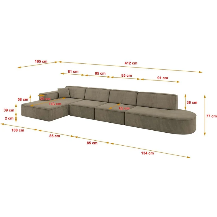 ALTDECOR Ecksofa IREA-L3-v4, Sofa Praktische Bequeme Funktionsecke Couch L-Form Eckcouch, Corner Sofa L-Form Vielseitige Sofa Wohnlandschaft Wohnzimmer – Bild 3