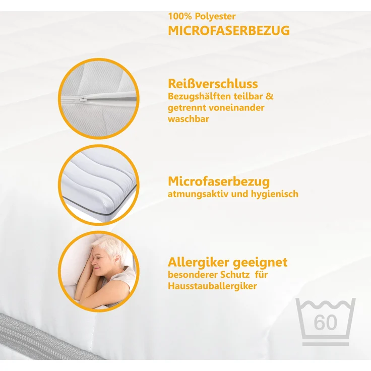 BeCo Mona Basic mit Gratis Kissen Größe 140 x 200 cm Härtegrad H3 (80 kg - 120 kg) – Bild 6