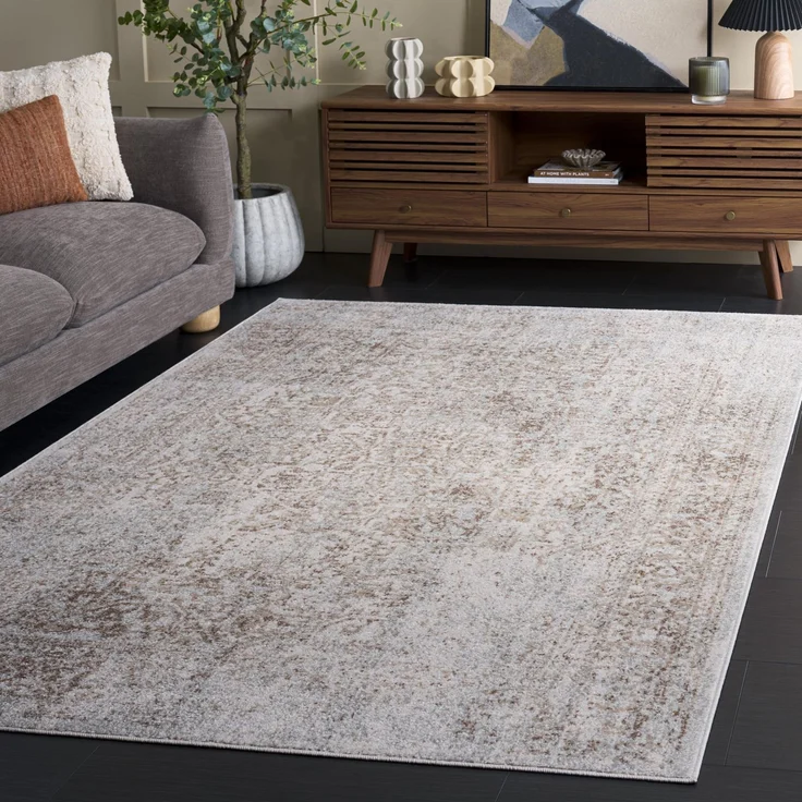SAFAVIEH Traditionell Teppich für Wohnzimmer, Esszimmer, Schlafzimmer - Evoke Collection, Kurzer Flor, Elfenbein und Taupe, 90 X 150 cm