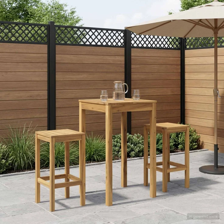 vidaXL Gartenbar-Tisch LAREN Weiß gewaschen 60 x 60,5 x 105 cm 901718 – Bild 1